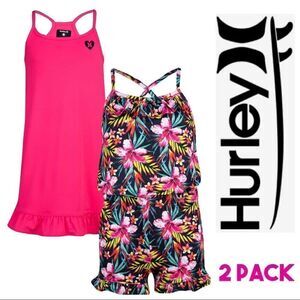 NWT ☀️ Hurley Youth 2-pack Dress and Romper Pink and Floral: Sizes Girls S, M, L